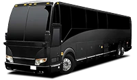 Elegant black luxury bus designed for large groups—featuring premium space, onboard Wi-Fi, and smooth travel for corporate or group events.